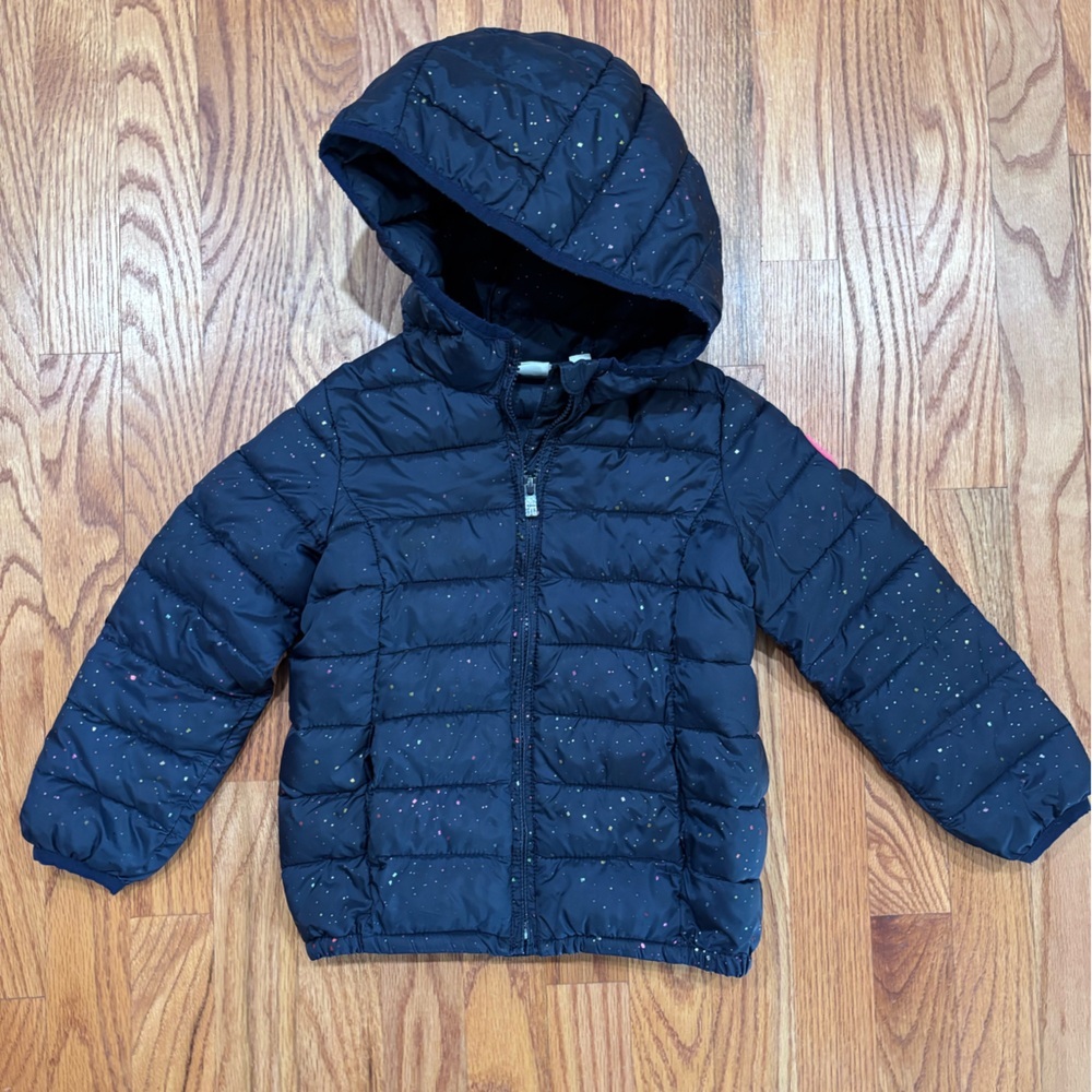 Gap Kids Lightweight Hooded Zip Up Puffer Jacket Sz 5 Toddler Navy Blue